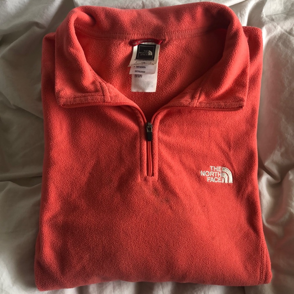 Light pink NORTH FACE quarter zip sweatshirt